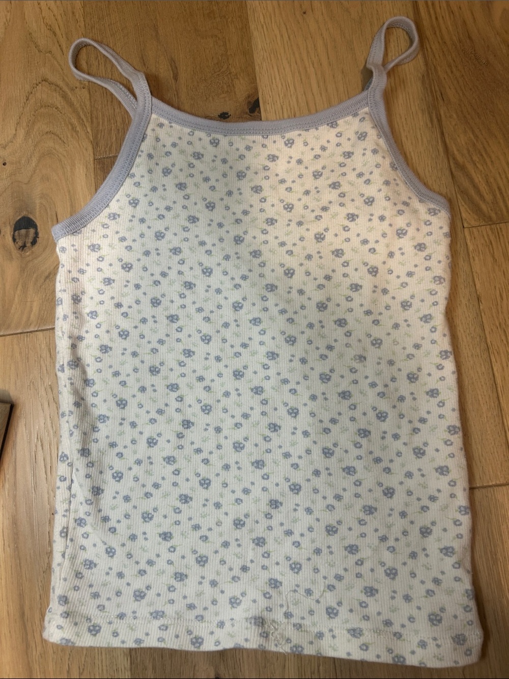 Woman’s Floral Spaghetti Strap Tank Top - White & Light Blue